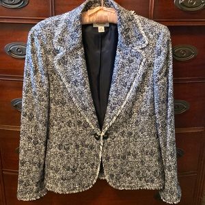 Talbots fringed Ladies Jacket - black & white